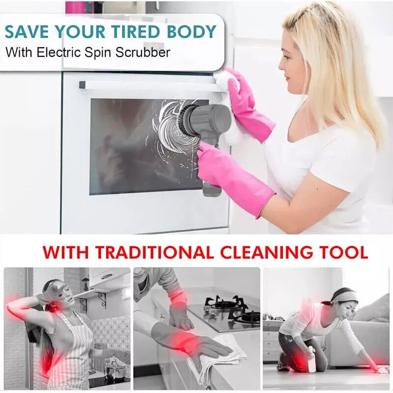 Cordless Electric Spin Scrubber – 8-in-1 Cleaning Brush